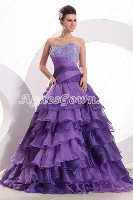 Fashionable Dropped Waist Lavender Quinceanera Dress 