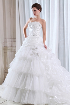 Breathatking Ball Gown Organza Wedding Dress With Great Handwork 