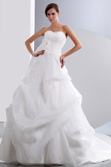 Fancy Organza Ball Gown Wedding Dress Corset Back 