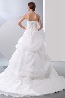 Fancy Organza Ball Gown Wedding Dress Corset Back 