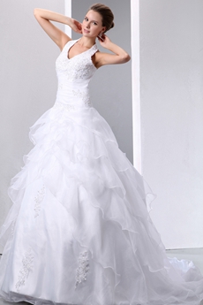 Perfect Organza Halter Ball Gown Bridal 