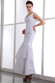 Ankle Length Casual Beach Wedding Gown 