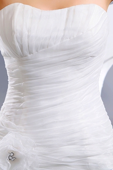 A-line Organza Pleated Wedding Dress Dropped Waist 