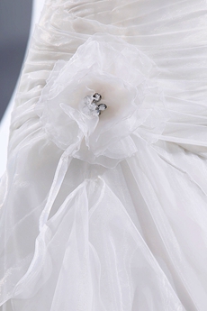 A-line Organza Pleated Wedding Dress Dropped Waist 