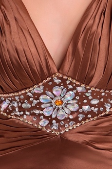 Sweetheart A-line Full Length Copper Satin Evening Dress 