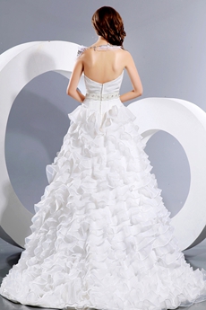 Complicated White Organza Multi-Tiered Wedding Dress 2016