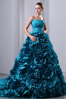 Breathtaking Teal Floral Quinceanera Dress 2016