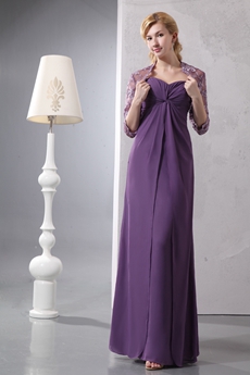 Beautiful Eggplant Mother Of The Bride Dress With Lace Jacket 