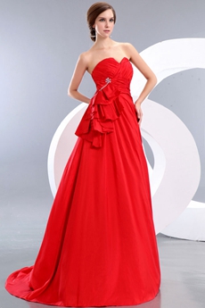 Fantastic A-line Red Satin Prom Party Dress Corset Back 