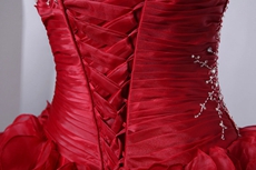 Gothic Organza Dark Red Sweet Fifteen Dress 