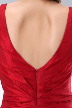 V-Neckline A-line Red Formal Evening Gown 