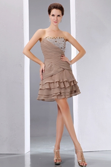 Mini Length Brown Homecoming Dress With Sequins 