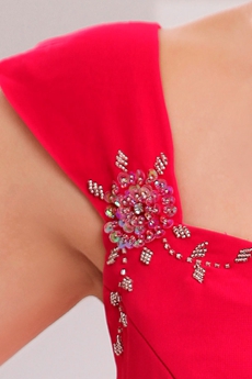 Double Straps Full Length Hot Pink Prom Dress 