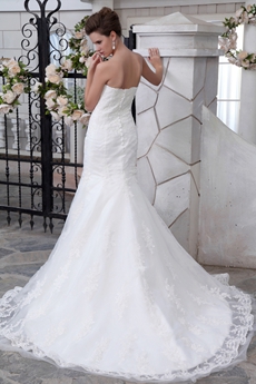 Fit-And-Flare Mermaid Lace Wedding Dress With Jeweled 