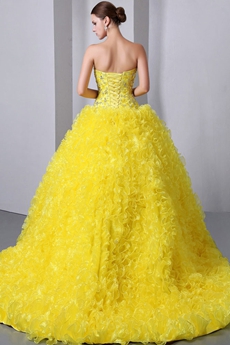 2016 Pretty Daffodil Yellow Ball Gown Quince Dress 