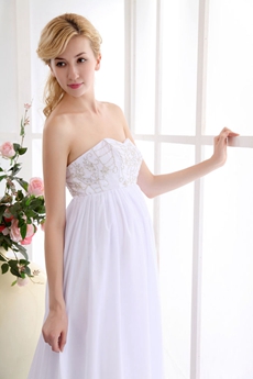 Grecian Sweetheart Empire Maternity Wedding Dress With Gold Embroidery 