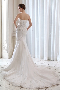 Flattering Beaded Fishtail Wedding Dress Luxury 