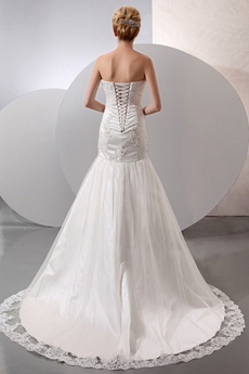 Strapless Mermaid/Fishtail Wedding Dress With Lace Appliques 