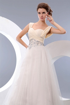 Straps Puffy Full Length Cream Princess Quinceanera Dress 