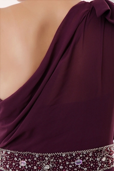 Noble One Shoulder Sheath Grape Chiffon Bridesmaid Dress  