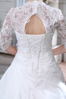 3/4 Sleeves Winter Wedding Dress With Illusion Neckline 