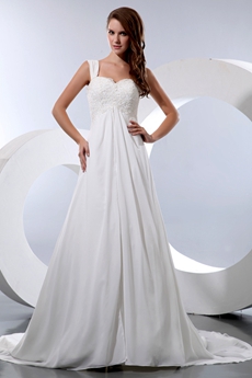 Romantic Straps Ivory Chiffon Destination Wedding Dress 