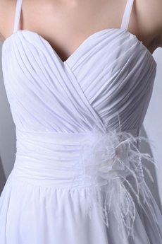 Glamour Spaghetti Straps Chiffon Plus Size Beach Wedding Dress 