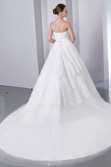 Impressive Sweetheart Wedding Dress With 2 Tiered Lace 