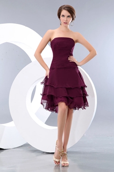 Puffy Knee Length Grape Colored Damas Dress 
