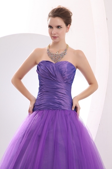 Stunning Puffy Full Length Purple Princess Quince Dress 