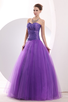 Stunning Puffy Full Length Purple Princess Quince Dress 