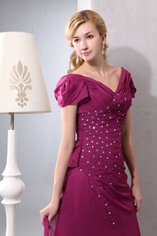 Charming Off The Shoulder Fuchsia Mother Of The Bride Dress 