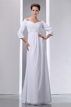Off The Shoulder 3/4 Sleeves Maternity Wedding Gown 