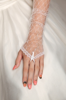 Bohemian Fingerless Tulle Wedding Gloves