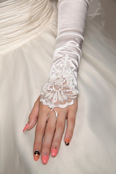 Vintage Fingerless Satin Gloves For Wedding 