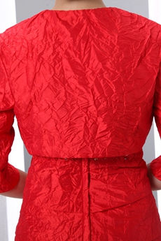 Red Crinkled Mother Of The Groom Dress With Jacket 