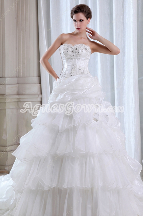 Breathatking Ball Gown Organza Wedding Dress With Great Handwork 