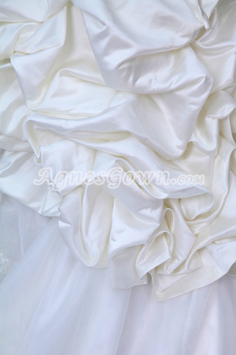 Beautiful Organza & Taffeta Ball Gown Cream Bridal Dress 