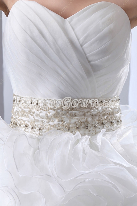 Traditional Ball Gown Multi Ruffled Organza Wedding Dress 