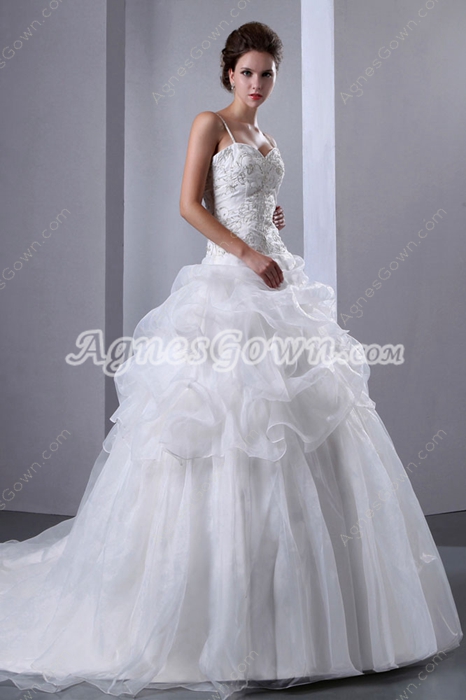Classic Organza Embroidery Wedding Dress With Beads 