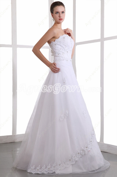 Elegant Princess Lace Wedding Dress Dropped Waist 