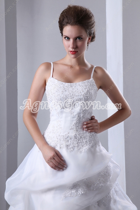 Beautiful Organza Princess Wedding Dress With Lace Appliques 
