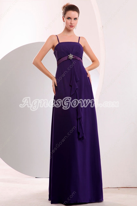 Charming Spaghetti Straps Violet Chiffon Bridesmaid Dress 