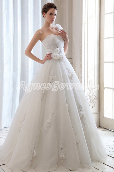 Glamorous Fairytale One Straps Princess Wedding Dress 