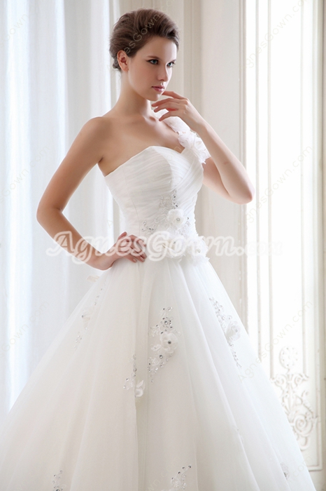 Glamorous Fairytale One Straps Princess Wedding Dress 