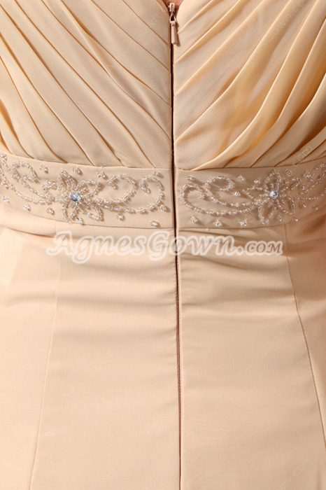 Short Sleeves Champagne Chiffon Mother Of The Bride Dress 