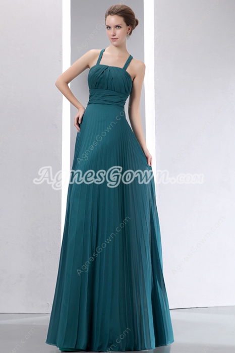 Exquisite Straps Column Full Length Teal Colored Prom Dress 
