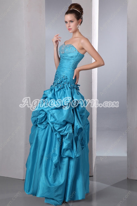 New Faddish Blue Taffeta Princess Sweet 15 Dress 