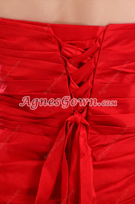 Fantastic A-line Red Satin Prom Party Dress Corset Back 