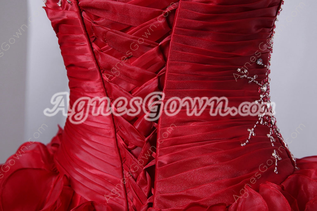 Gothic Organza Dark Red Sweet Fifteen Dress 
